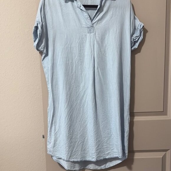 Thread & Supply Light Blue Collared 100% lyocell shirt Dress sz M - Picture 1 of 7